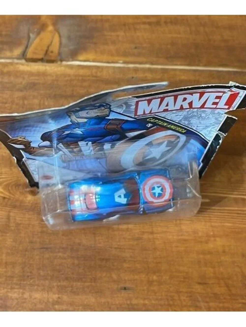 Hot Wheels Marvel Captain America Character Car Blue Diecast Toy